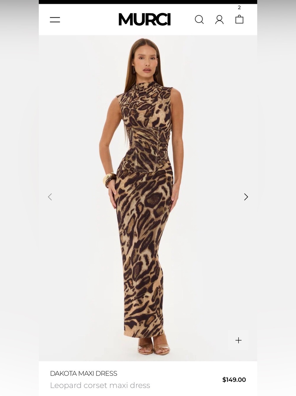 MURCI Dakota Leopard Corset Maxi Dress - Brown Leopard